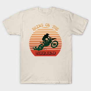 Dirt bike silhouette over sunset T-Shirt